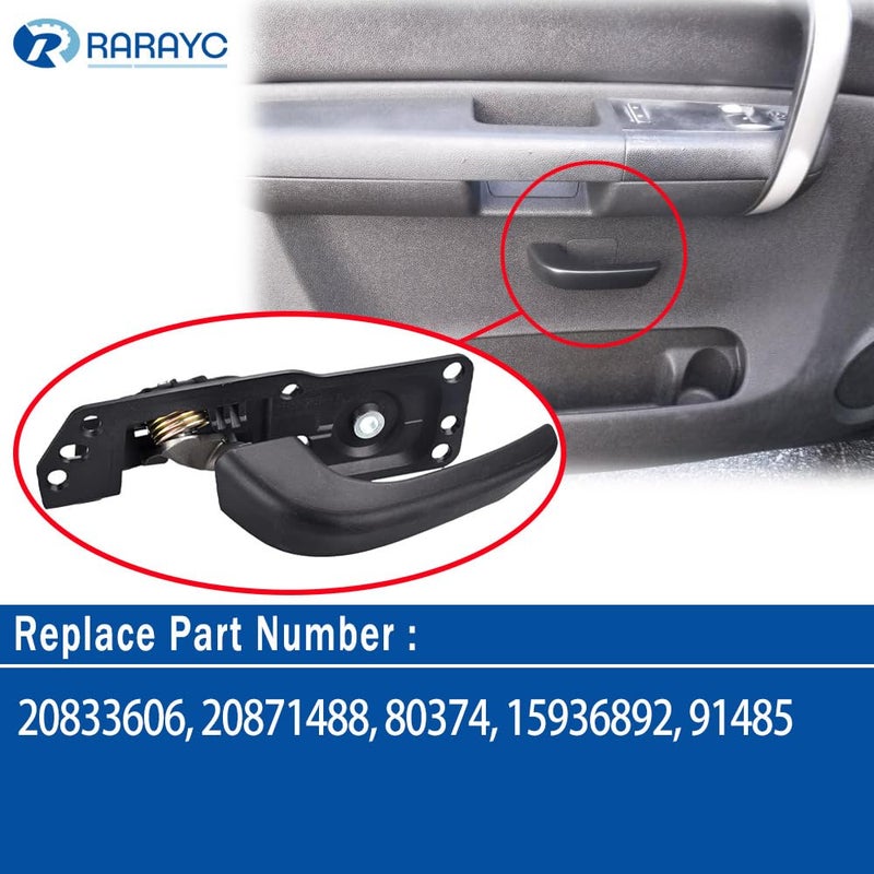 RARAYC Interior Door Handle | for 2007-2014 Chevy Silverado, Tahoe, Avalanche, GMC Sierra, Yukon, Yukon XL, Cadillac Escalade | Replaces# Front Left Drivers Side 20833606, 80374 - Image 3